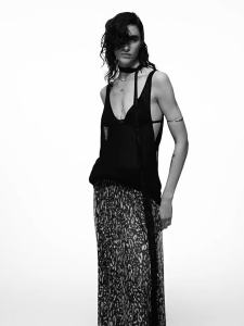 MO&Co. | Leopard Print Silk Long Skirt