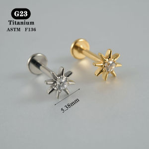 1PC ASTM F136 Titanium Zircon Flat Back Earring 12 Styles Trendy Ear Studs Lobe Helix Tragus Cartilage Piercing Jewelry 1.2x8mm