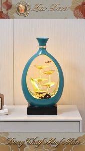 Thác Nước Tiểu Cảnh Bạch Diệp 29x16x50cm Vật Phẩm Phong Thủy Trang Trí Bàn Làm Việc Là Món Quà Tặng Ý Nghĩa