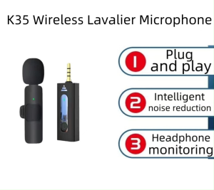 K35 อะแดปเตอร์ไมโครโฟนไร้สาย 3.5 รู ขนาดเล็ก ตัดเสียงรบกวน