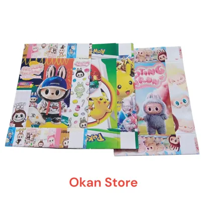 100 Lembar Kotak Kado Kosong ukuran 9x7 cm Motif Campur.