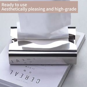 Sincecu Simple Luxury Tissue Box: Stainless Steel Living Room Desktop Tissue Holder Case & Silver Plated Napkin Box