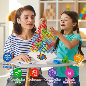 KEBIDU Game Stacking Blocks Stack Building Blocks Puzzle Board Assembly Bricks Educational Toys for Children