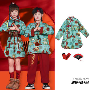 New 2025 Chinese Style Tang Suit Childrens Performance Costume Set for Girls And Boys Kids Qipao Parent-Child Outfit Autumn Winter Clothes