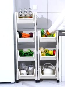 SALVO 5 Layer Kitchen Storage Shelf 3-Tier Trolley Kitchen Utility Cart Movable Kitchen Bathroom Shelf Home Bedroom Bathroom Moving Trolley Rack Organizer trolly