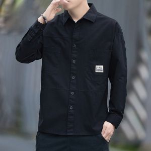 ROMON | Lormen Mens Long Sleeve Casual Shirt Spring Autumn New Style Military Green Loose Workwear Denim Jacket Iron Free Treatment