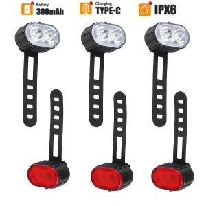 Cycling Bicycle Front Rear Light Set Bike USB Charge Headlight Light MTB Waterproof Taillight LED Lantern Bicycle Accessories