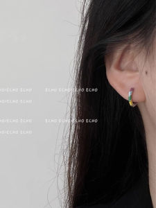 SRRMHYN Dongdaemun New Retro Colored Drip Glaze round Circle Ear Cuff Small Ins Style Colorful Alloy Bracelet Creative Cultural Gift