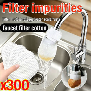 300Pcs Universal Faucet Filter Bag Anti-Splash Thickened Faucet Filter Cotton with Strap Tap Splash-Proof Water Filter Bag