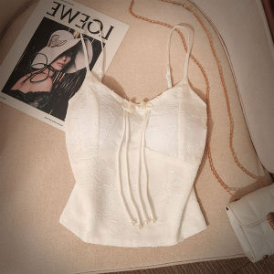 New Chinese Style Buttoned Strap Womens Camisole with Chest Pad Slimming Vintage High-End Unique Strapless Top Polyester Spandex Blend Short Length Solid Color