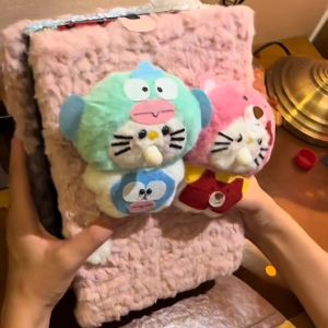 Hello Kitty Keychain Toy Speaking Bubble Blowing 3D Cat Doll DIY Material Plush Hanging Ornament for All Ages