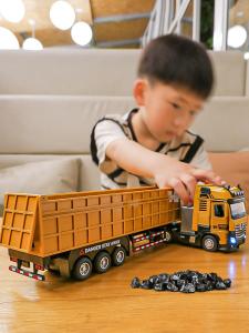 Large Alloy Engineering Vehicle Model Karwei Dump Truck Excavator Toy for Boys Children Static Model Collectible Simulation Car