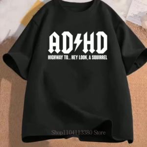 Women Clothing ADHD Letter Print T-shirts Summer Casual Fashion Men Short Sleeve Tops Funny Minimalist Oversize O-Neck T-shirts