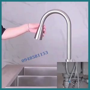 Vòi rửa Inox 304 rút dây 2 chế độ nóng lạnh xoay 360 độ cao cấp tiện dụng sang trọng