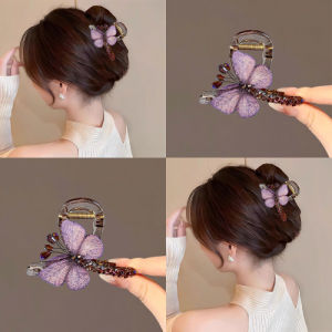 Butterfly Temperament Retro Style Embroidery Butterfly Hair Clip Womens Hair Accessories