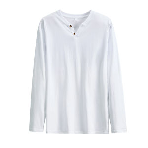 HKRUT | Fall Pure Cotton V-Neck Long Sleeve T-Shirt