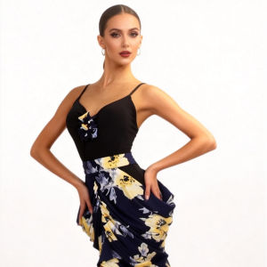 ZS Latin Dance Top Y392 Adult One-Piece Suit Practice Standard Ballroom Dance Womens Strap Practice Latin Dance Top