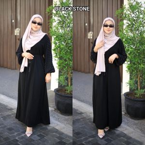 [blackstone] abaya gamis hitam turkey jetblack premium muslim outfit fashion terbaru terkini termurah promo haji umroh