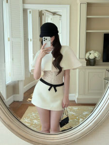 Elegant French Style Cape Top & Skirt Set