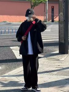 Áo Khoác Nữ Màu Đỏ Có Mũ Trùm Đầu Thời Trang Xuân Thu Rộng Rãi Thoải Mái Cho Cặp Đôi Áo Khoác Ngoài Thường Ngày Làm Việc