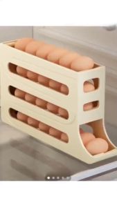 Large Capacity Automatic Egg Roller Household Four Tier Refrigerator Egg Storage Box Space Saving Kitchen Dedicated