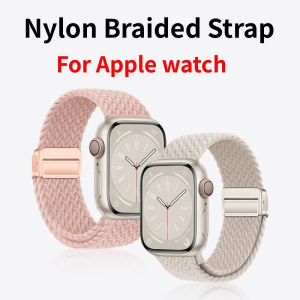MAFAM【 Baru Ready✔️】✨Tali Nylon Braided Strap For apple watch Ultra 45mm 49mm 44mm 42mm 41mm 40mm magnetic buckle Bracelet iWatch series 9 Ultra 8 7 6 5 4 3 se