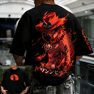 Bandai | 2026 New Mens One Piece Ace Devil Fruit Flame Graphic T - Shirt Casual Streetwear Sport Festival Anime T - Shirt for Fans