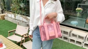 Korea TheToteBag Sequin Fashion Tote Bag Fashion Letter PU Handbag Shoulder Crossbody Bag