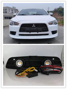 LED Fog Lights Assembly For Mitsubishi Lancer 2013 2014 Front Bumper Fog lamp Replacement Angel Eye daylight accessories Kit