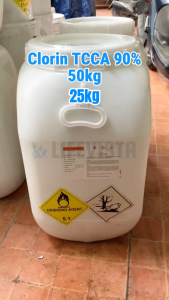 Clorine TCCA 90% Bột trung quốc - 25kg | Tiêu diệt vi khuẩn rêu tảo | Cân bằng pH trong nước ổn định | Xử lý nguồn nước màu | Khử trùng mùi hôi ao hồ kiểm soát vi khuẩn
