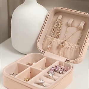 Hộp đựng trang sức mini bỏ túi hộp bảo quản đồ phụ kiện 5 ngăn tiện lợi