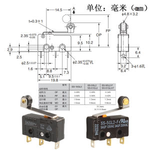 Original Import Micro Switch SS-5GL2/10/01gl13-f Small Mechanical Limit Stroke Light Pressure Feeling 5A
