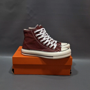 Sepatu Sneakers 70s Egret High Maroon Sol Glossy 36-43