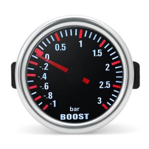 RYSJM | 3.0 BAR Universal Smoke Len Turbo Boost Mechanical Car Wthie LED Gauge -1~0~3Bar Turbo Boost Meter 12V