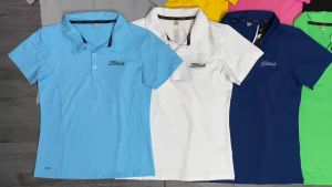 Áo Thun Thể Thao Nữ Cổ Trụ T.itleist Logo Thêu Vải Thun Lạnh Co Giãn Tốt Tập Gym Cầu Lông Tennis