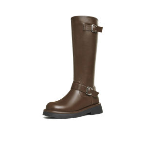 Teenmix Thick Bottom Retro Knight Boots Long Western Style Women High Top Fashion Boots Winter New KTX16DG4 Casual round Toe