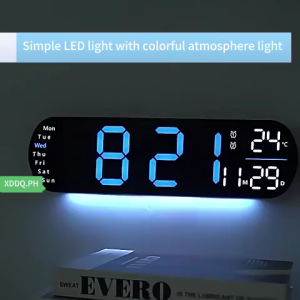 Led Wall Clock Large Digital Wall Clock Alarm 12/24H Timer Calendar Temperature Decor for Living