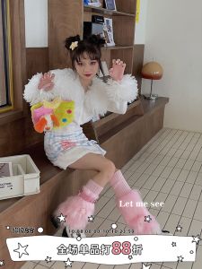 ถุงเท้าขาสั้นลายดาวสีชมพู สไตล์ยูนิเซ็กซ์ เอวกลาง ผ้าฝ้ายผสมโพลีเอสเตอร์ ความยาวปกติ เหมาะกับทุกฤดูกาล