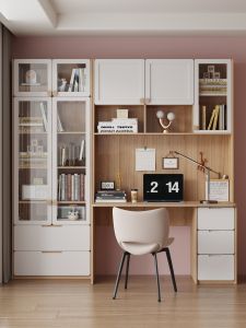 Luxurious Integrated Solid Wood Computer Desk Study Room Book Desk with Bookshelf Multi-Function Home Office Desk