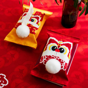 Rui Lion Welcome Spring New Year Velvet Tissue Box Living Room High-End Creative Cute Pulling Tissue Box Roll Tissue Gift
