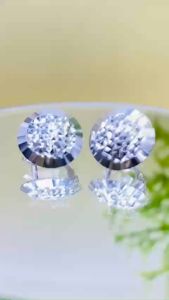 Khuyên tai bạc nữ xi bạch kim khóa giò gà bản tròn chạm máy 14mmm Bông tai bạc mạ vàng trắng Hoa tai bạc thật xi kim đẹp Khuyên tai cài móc máy thiết kế sang trọng và đẳng cấp - KIM LỘC PHÁT BBVMM125mm