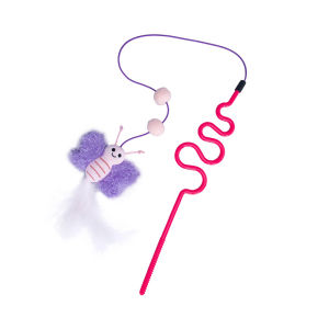 Interactive Feather Cat Toy Chew Resistant Fun for Kittens And Cats Stress Relief Playing Stick Durable Plastic Material