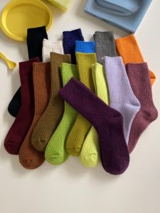 Thickened Warm Woolen Fleece Elastic Mid-Calf Socks Colorful Autumn Winter Fashion Korean Style Outdoor Wearable Clog Socks