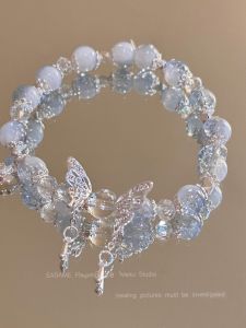 Blue Butterfly Flower Spacer Beads Bracelet Versatile Fashionable Student Jewelry Contemporary Alloy Contemporary Style