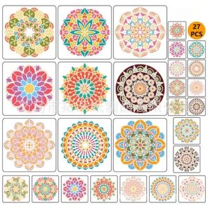 9 PCSmandala hollow out painting template painting tool