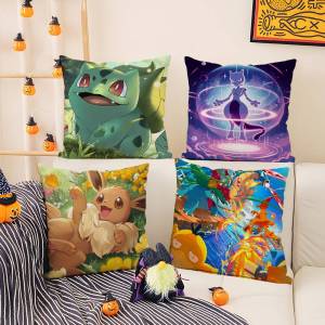 Bandai | Pokemon Flareon Anime Plush Pillow Cover Soft Short Plush Cushion Cover For Sofa Bedroom Living Room Home Decor Gift