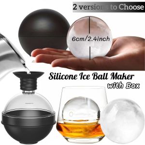 1/4Pack Silicone Ice Ball Maker 2.4Inch Whiskey Large Sphere Ice Mold with 2in1 Funnel Lid Cocktails Ice Cube Tool Kitchen Acces