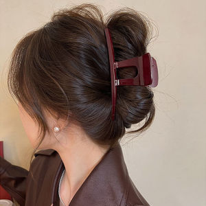 C.three Ankela Red Hair Claw Clip High-end Retro Women Large Headdress Shark Clip