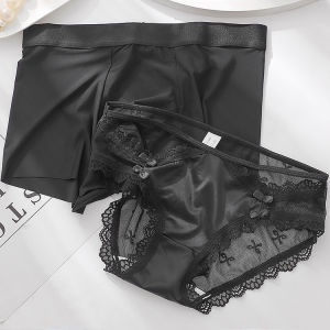 Bộ Đồ Lót Cặp Đôi Mỏng Băng Lụa Gợi Cảm Quần Đùi Ren Eo Thấp Có Cut-Out Cho Nam Và Nữ Vải Nylon Nhanh Khô