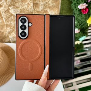 szhaiyu | Lichee Pattern Leather Magnetic Case for Samsung Galaxy Z Fold 8 7 6 5 4 ZFold8 Ultra for Magsafe Shockproof Protection Cover